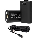 Finera 2パック 充電式バッテリーパック 10フィート USB-C充電ケーブルとUSB-C - Micro-USBアダプター付き Xbox Series X|S, Xbox One/S/X,Xbox One Eliteコントローラー用