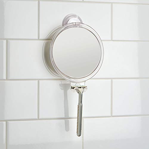 Idesign Plastic Power Lock Suction Shower Shaving Razor Holder, Fog-Free Bathroom Or Tub, 6" X 2" X 7", Mirror-Round #TOP1