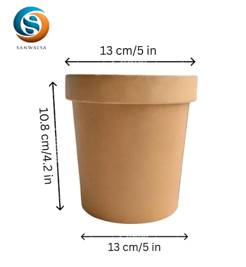 Image of [1000 ml, 25 Count, Brown Disposable Kraft Paper Container with Lid | Eco-Friendly Bowl /Tub for Picnic, Travel, Food Truck | Ideal for Both Hot & Cold Food