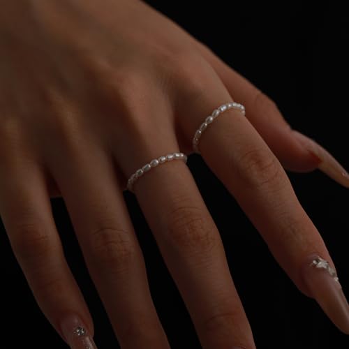 14K Gold Filled ring, dainty stackable handpicked premium 1.8-2mm cultured freshwater pearl ring women's4