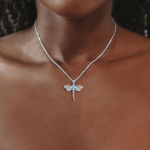 RMREWY Dragonfly 925 Sterling Silver Heart Celtic Necklace for women crystal Birthstone Jewelry Mother’s Day Birthday Gift for Sister Mom wife Dragonfly Lovers4