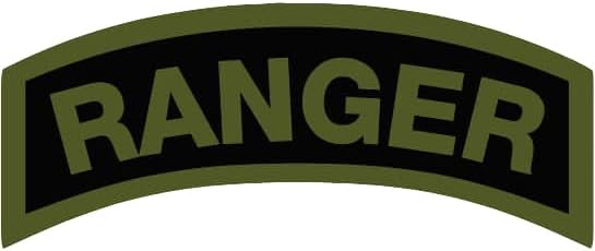 Calcomanía Ranger Division TAB Rank Emblema de PVC en forma de parachoques impermeable verde tamaño 16 x 4 pulgadas soldado militar orgulloso