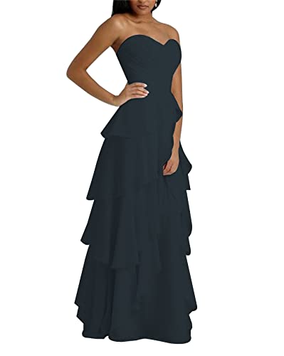Robe de demoiselle d'honneur pour mariage et soirée chic bleu marine taille 52