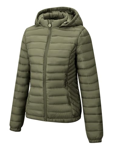 Bellivera Women's Quilted Lightweight Jacket Puffer Coat Women Bubble for Fall and Winter B-22205 Green XL