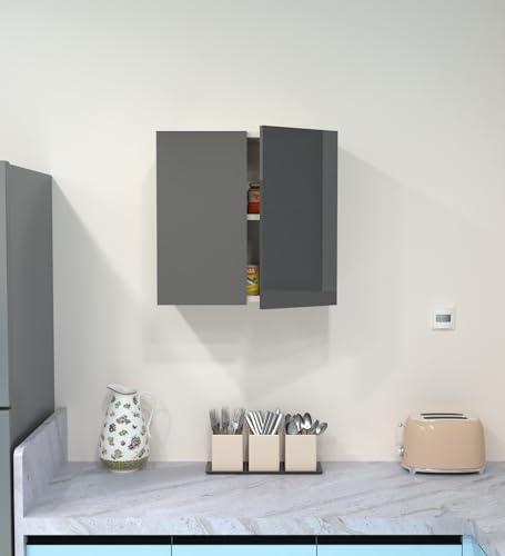 Image of SPECIALITY PANELS 2 Door Mirror Glossy Triple Layered UV Resistant Handless Cabinet Wall Mounted Storage Unit Space Saving Cupboard for Kitchen Bathroom Living Room Utility Organizer | DIY Assembly