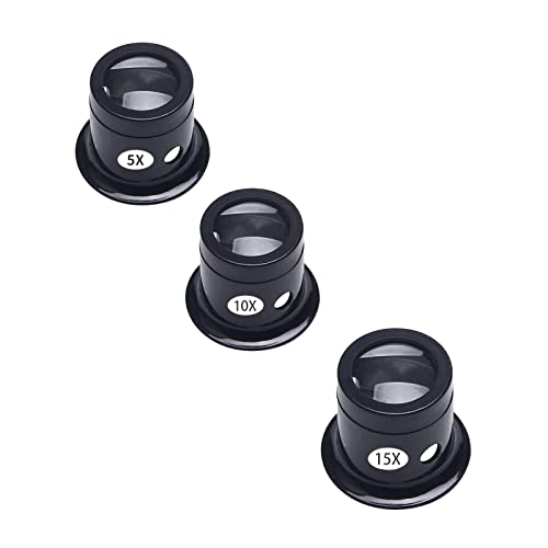 Loupe de Réparation de Montre,Loupe de Bijoutiers,Loupe Réparation Montre Outil Loupe pour Horloger,Horloger Oeil Oculaire Précision Mécanique Loupe,5X 10X 15X Montre Loupe Montre Lentille Outil,3 PCS