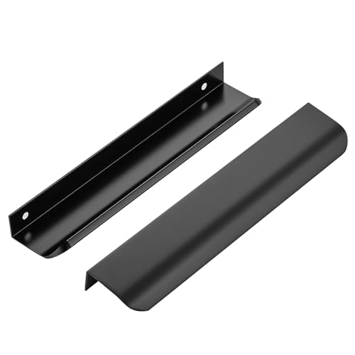 Image of Matte Black Cabinet Handles Finger Edge Pulls 7.8 Inch CC 20 Pack