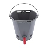 Secchio per mangiatoia da 8 Litri, per Bestiame, in plastica per Uso Alimentare, con 5 capezzoli Grigi, per vitelli, agnelli, Latte, Alimentazione in Fattoria (per Il Bestiame)