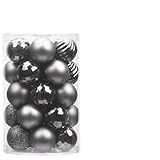 KI Store 34ct Christmas Ball Ornaments Shatterproof Christmas Decorations Tree Balls Small for Holiday Wedding Party Decoration, Tree Ornaments Hooks Included 1.57” (40mm Space Gray)