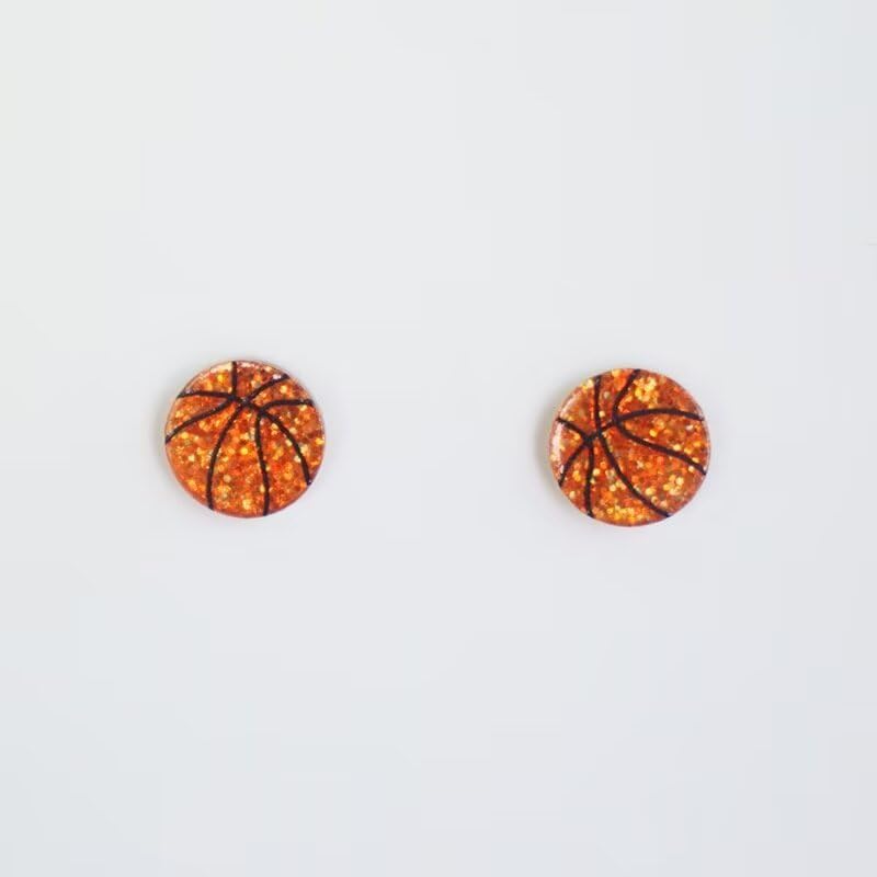 2 Pairs Acrylic Glitter Sports Ball Earrings Set for Women Volleyball Football Baseball Basketball Soccer Earrings Game Day Jewelry - Image 3