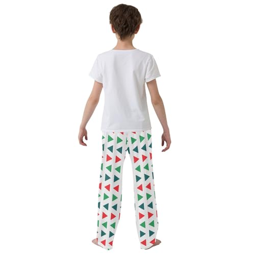 ZZKKO Christmas Red Green Triangle Boys Pants for Kids Jogger Pants with Pockets S-XL3