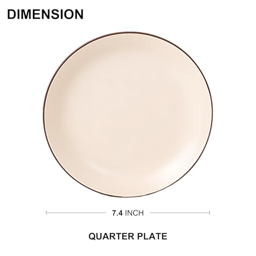 Image of Freakway Ceramic Small /Quarter Plates Set of 4 Pcs | Stoneware Appetizer /Side Plates (7.4 Inch) | Microwave Safe, Dishwasher Safe | Kitchen, Dining, Restaurants, Gifting | Ivory White