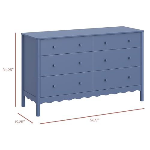 Image of Babyletto Swell 6-Drawer Assembled Baby Dresser, Cove Blue | GREENGUARD Gold Certified, 6 Spacious Drawers, Dresser for Bedroom, Living Room & Hallway - Wooden Double Chest of Drawers