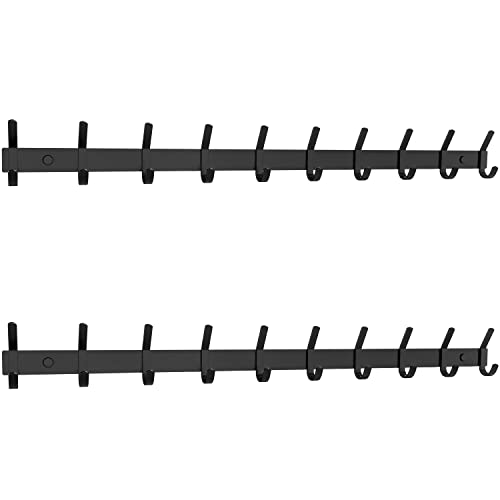 Perchero de pared de acero inoxidable de 76 cm con 10 ganchos negros 2