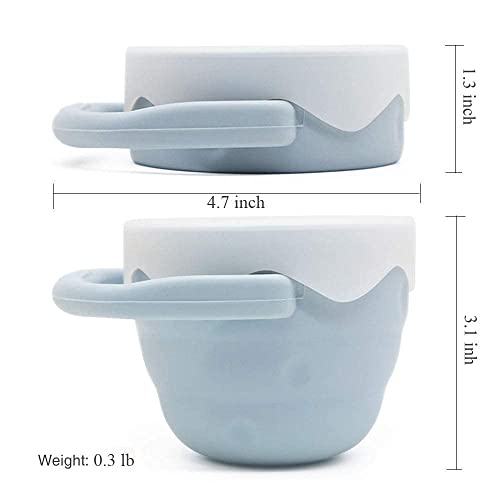 Image of Moonkie Baby Snack Cups for Toddlers No Spill, Collapsible Silicone Containers for Girl, Snack Catchers with Lid for Kids (Folding Dusting Blue)