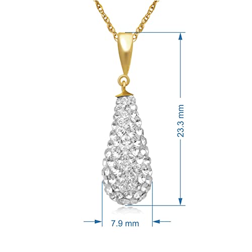 Jewelili Pear Shaped Necklace Pendant in 10K Yellow Gold with 2 MM Round Cubic Zirconia and 18 inch Gold Filled Rope Chain - Image 4