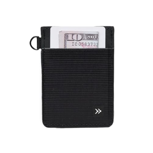 Thread Wallets Ultra Slim Wallet Vertical Leather Card Sleeve Wallet Thin Card Holder Minimalist Card Holder Wallets RFID Secure Black