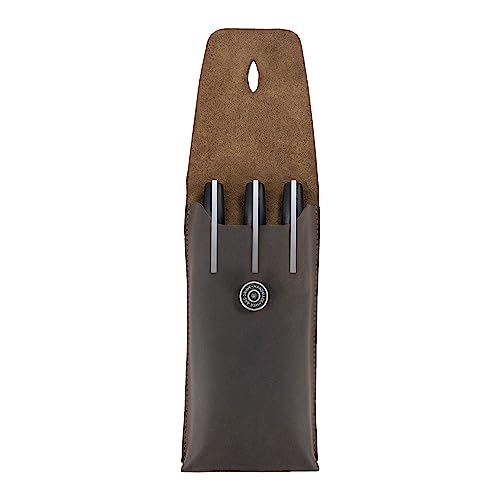Image of Hide & Drink, Rectangular Pencil Case with Button Closure, Office Accessories, Handmade from Full Grain Leather - Bourbon Brown