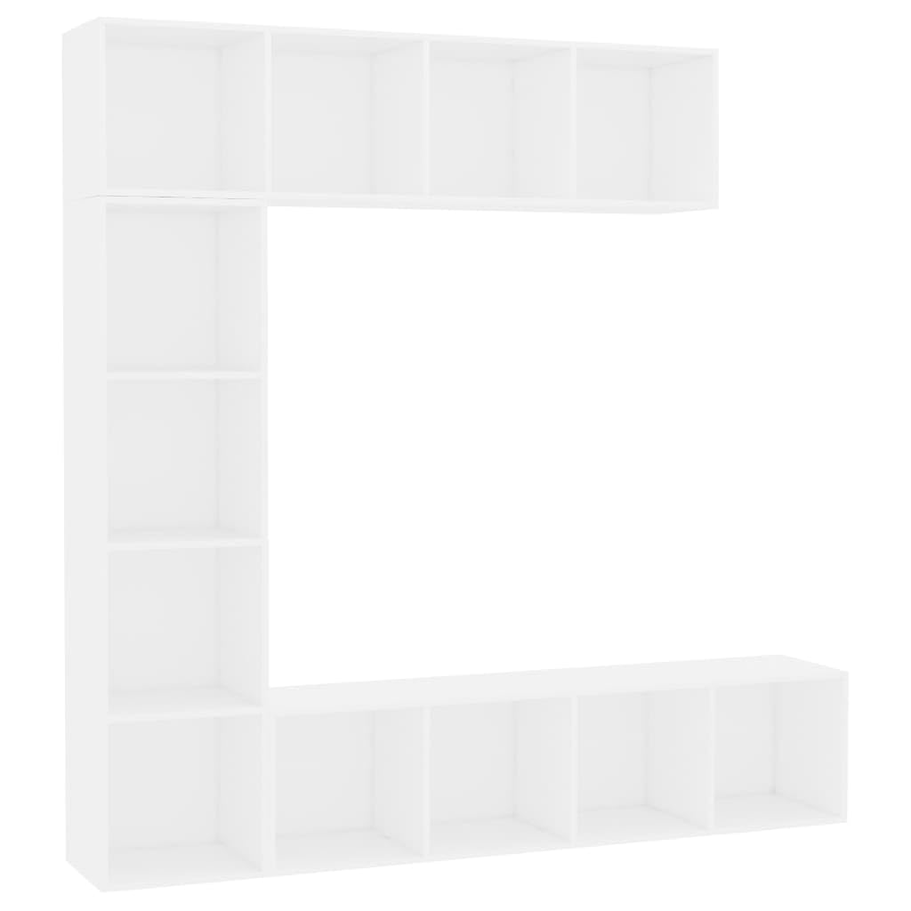 Set Mobili Libreria/Porta TV 3 pz Bianco 180x30x180 cm (74,5KG)