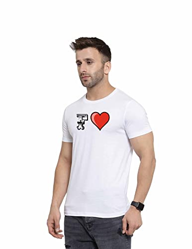 Image of Love Printed T-Shirt for Men and Women Alphabet with Love Heart Graphic Printed T-Shirt Half Sleeve T-Shirt