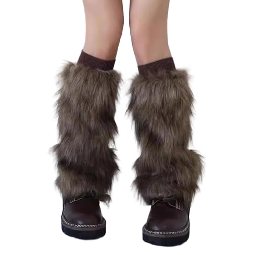 ZXTGBQ Winter Faux Fur Leg Warmers Furry Boot Covers for Women Furry Leg Warmers for Women Fur Legwarmers Long Boot Cuff Cover Christmas Party Costume Accessory