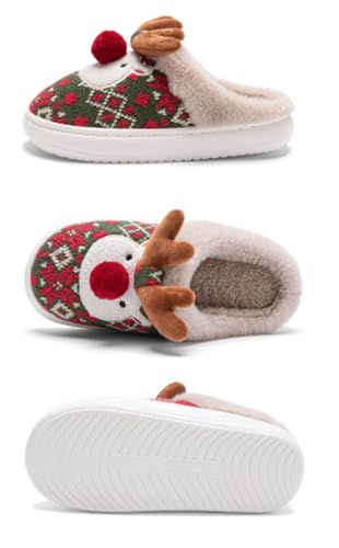 Elk Christmas Slippers Women Fuzzy Memory Foam Slip-on Bedroom Slipper Cute Fluffy Winter Indoor House Shoes Slippers 20254