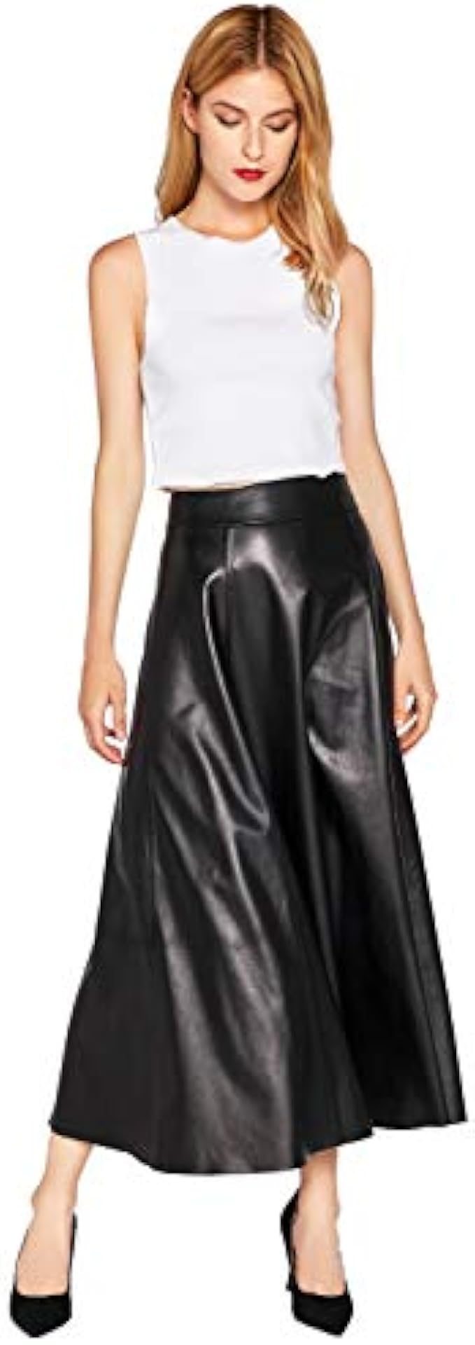 Smart Universe Wear Women’s Lambskin Leather Mini Pencil Skirt with Slit
