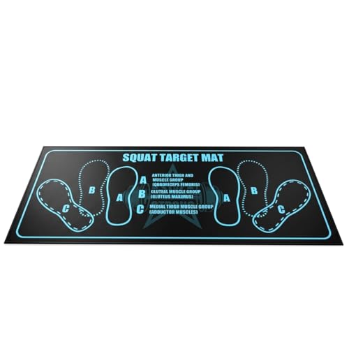 Alfombrilla Squat Target con Marcadores de Posición - 31.5"x13.8" Alfombrilla Antideslizante para Ejercicio en Casa, Entrenamiento de Forma para Sentadillas, Ejercicios de Parte Inferior del Cuerpo, Superficie de Secado Rápido