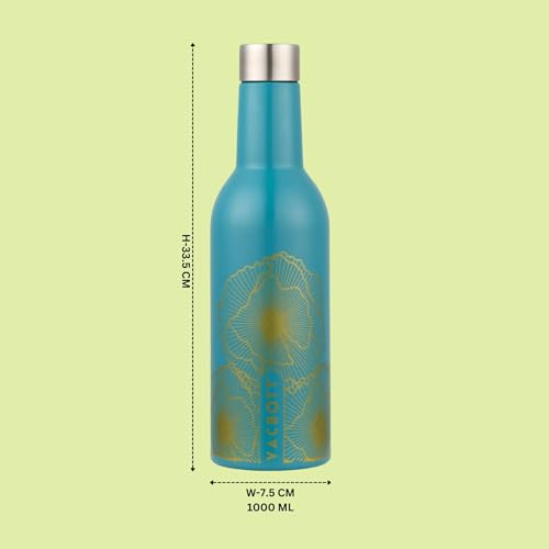 Image of Clay Craft Vacbott IVY Wine Double Walled|18 Hours Hot and 24 Hours|Cold Vacuum Insulated Flask Bottle|2 Piece, 1000 ml Steel Bottles for Travelling|BPA-Free|BIS Certified|1Year Limited Warranty
