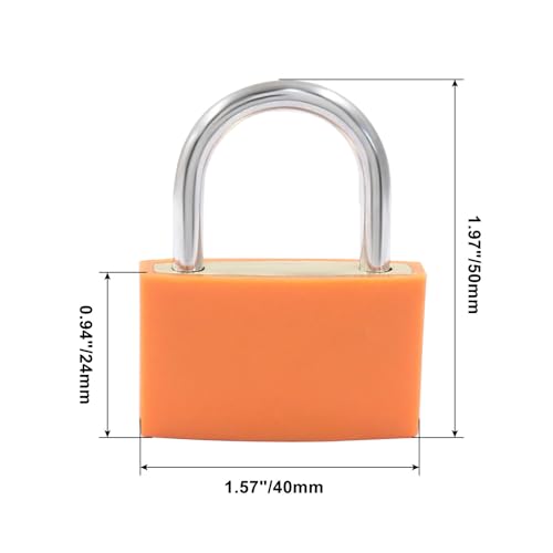 Image of BokWin 2 Pack Keyed Padlock Luggage Locks Orange ABS Plastic Covered Copper Padlock for Jewelry Box Laptop Bag Backpack Gym Locker