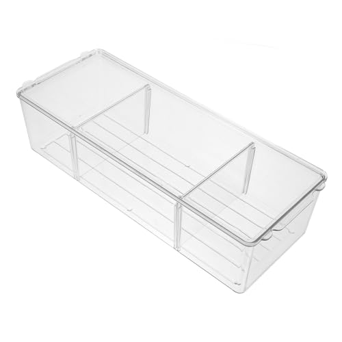 Boîte de rangement multi-compartiments transparente plastique grande capacité avec séparateurs