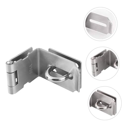 Image of 90Degree Stainless Steel Hasp Latch Padlock Gate Latch for Sliding Pushing Barn Doors Heavy Duty Design for Secure Locking Mechanism and Easy Installation