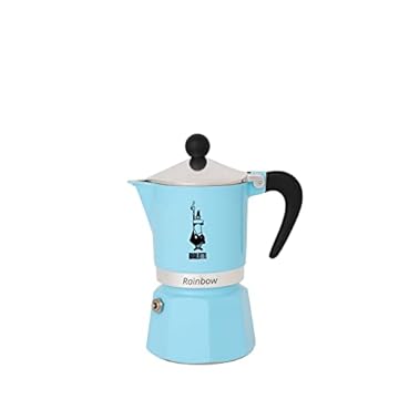 Bialetti Rainbow Caffettiera Colorata, Alluminio, Azzurro, 3 Tazze