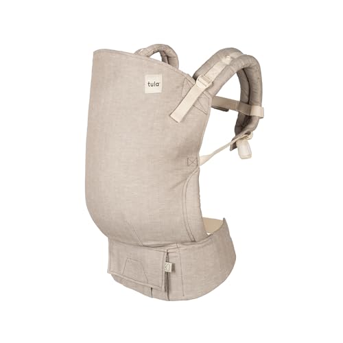 Baby Tula Linen Toddler Carrier 25-60 lbs Adjustable Ergonomic Carrier w/Multiple Front & Back Carry Positions - Plant-Based Fabric - Supportive Hypoallergenic Breathable Design - Sand (Tan)