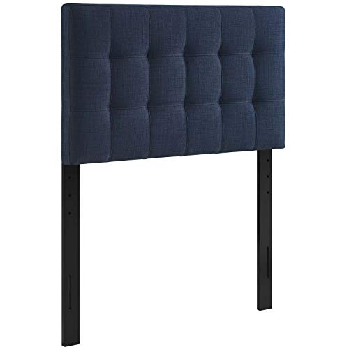 Image of Modway Lily Tufted Linen Fabric Upholstered Twin Headboard in Navy
