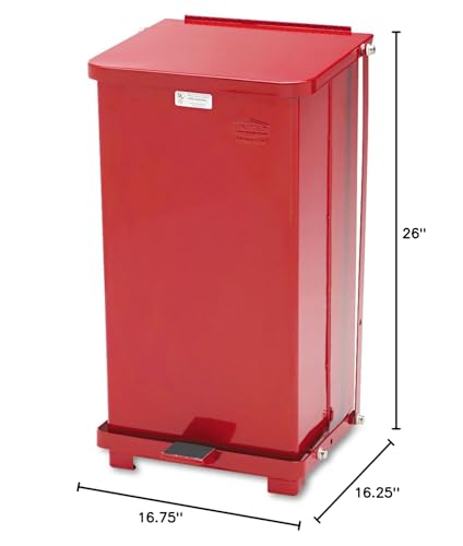 Image of Rubbermaid Commercial Products Defenders Biohazard Steel Trash Can, Step-On, 6.5 GAL, Red, Hospital /Doctor's Office /Healthcare Facilities