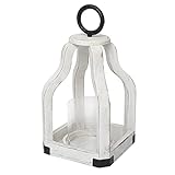 SwallowLiving 13' Rustic Farmhouse Wood Candle Hurricane Lantern with Glass Candlestick Holder for Patio, Table Centerpiece, White