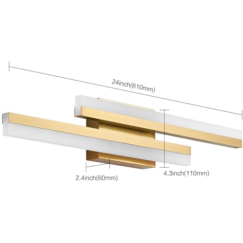 Image of PRESDE 24 Inch LED Vanity Light Brushed Gold Bathroom Light Fixtures Over Mirror Modern Bath Lighting Bar 5CCT