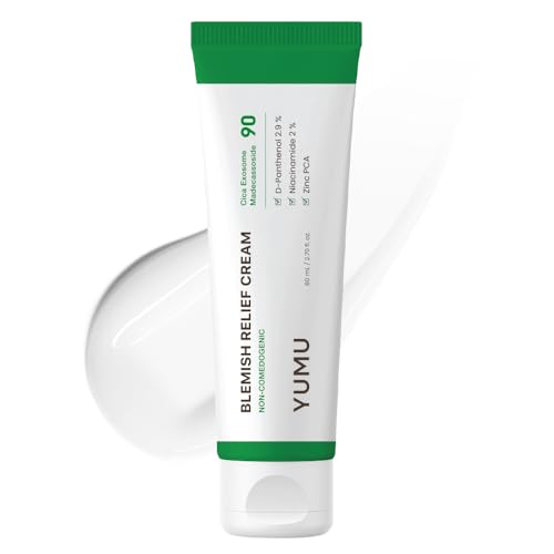 YUMU Cica Exosome Zinc Blemish Relief Cream Face Moisturizer for Sensitive Acne-Prone Skin Lightweight Breakouts Barrier Repair Hydration Soothing Oil-Free Korean Skincare (80 ml/2.70 fl.oz.)