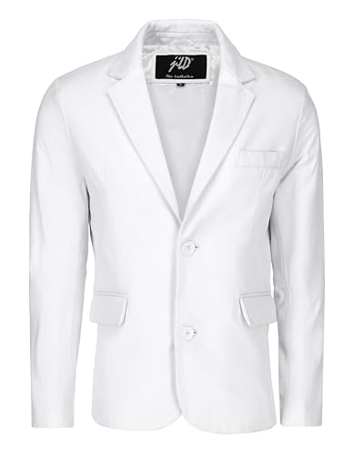 Image of Jild Invisible Stitching Casual Leather Blazer for Men - 2-Button Closure Coat Style Regular Fit Lambskin Leather Jacket Men