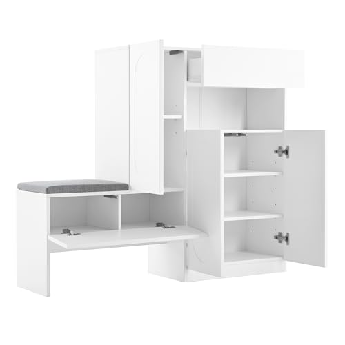 Zapatero 2 en 1 Moimhear con puertas plegables abovedadas y compartimentos regulables 6