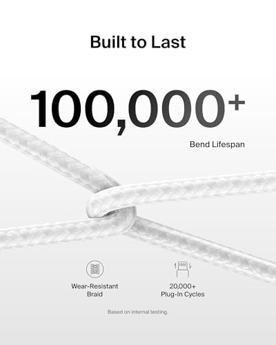 Image of Belkin USB C to USB C 60W Braided Cable 6.6ft iPhone Charger Cord