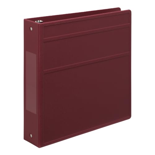 Carstens 2-Inch Heavy Duty 3-Ring Binder - Side Opening, Wine, Durable Plastic, Precision No-Gap Rings, Waterproof Covers, No Pockets, Holds 300 Letter-Sized Sheets, BPA-Free, Made in USA (2823-3R)