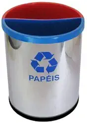 Lixeira para Coleta Seletiva em Aço Inox com 2 Divisórias