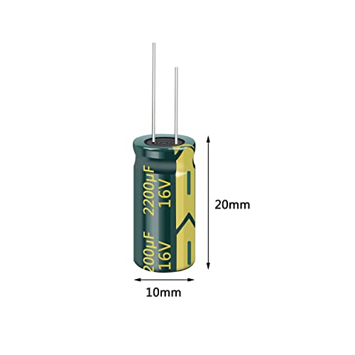 Cermant 20pcs 16V 2200UF Capacitor 10X20mm(0.39x0.78in) High Frequency Aluminum Electrolytic Capacitors for TV, LCD Monitor,Game