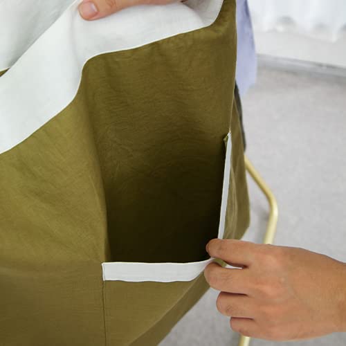 Gyihoong Hanging Laundry Bag, 100% Linen Door Hanging Laundry Hamper，Large Dirty Clothes Storager Hanging Hamper With Front Pocket Space Saving For Bathroom Dorm Wall, 20X27 Inches Olive Green #TOP5