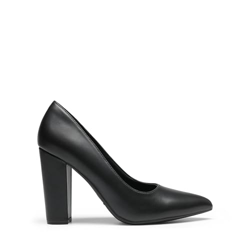 DREAM PAIRS Women's High Chunky Block Heels Closed Pointed Toe Slip on Women Pumps Wedding Party Work Comfortable Dress Shoes for Women2