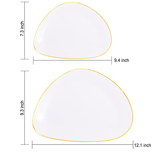 Supernal 60Pcs White Gold Plastic Plates,Gold Plastic Dinnerware Plates,Triangular Gold Plates,Includes 30 Gold Plates And 30 Dessert Plates For Wedding And Parties #TOP1