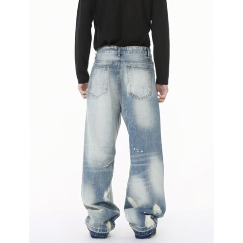 Mens Tie-Dye Wide Leg Denim Pants Spring Loose Fit Joggers Vintage Hip Hop Trousers2