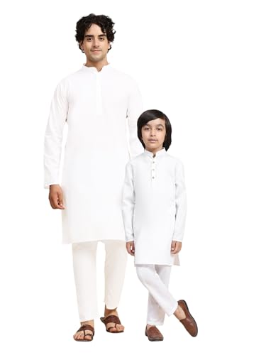 SKAVIJ Pure Soft Cotton Kurta Pajama Set Combo for Father and Son...